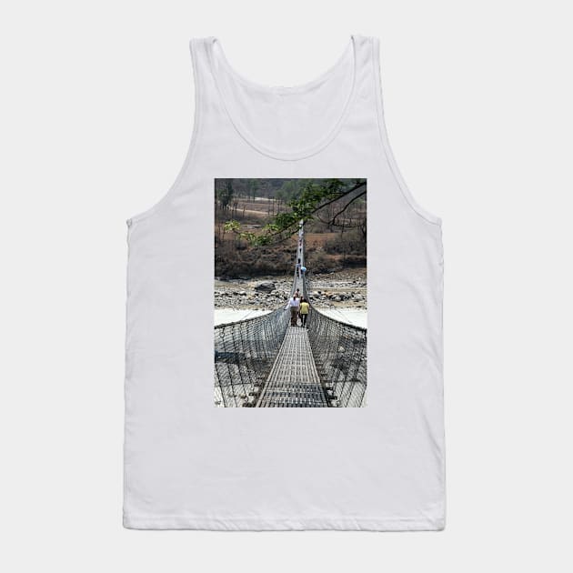 Pokhara Suspension Bridge Perspective Tank Top by JohnDalkin